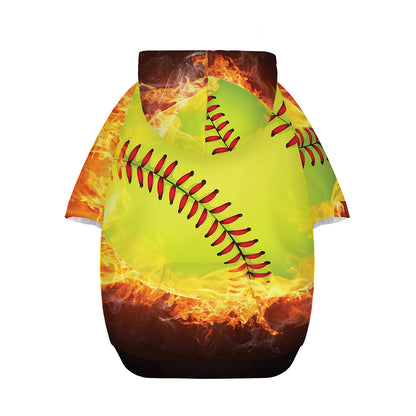 Fireball Softball Print Dog Zip Up Hoodie