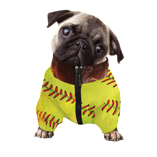 Fireball Softball Print Dog Zip Up Jacket