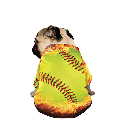 Fireball Softball Print Dog Zip Up Jacket