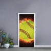 Fireball Softball Print Door Sticker