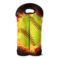 Fireball Softball Print Double Neoprene Wine Tote
