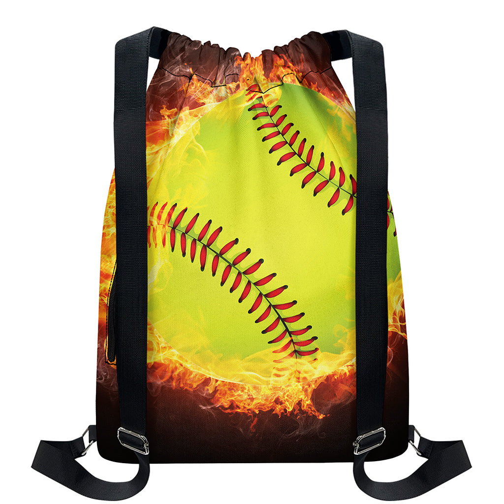 Fireball Softball Print Drawstring Backpack