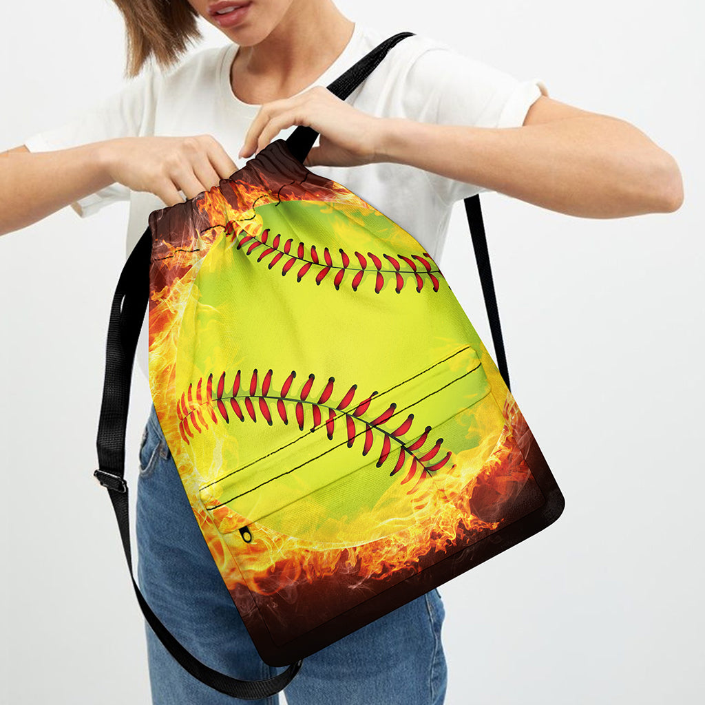 Fireball Softball Print Drawstring Backpack