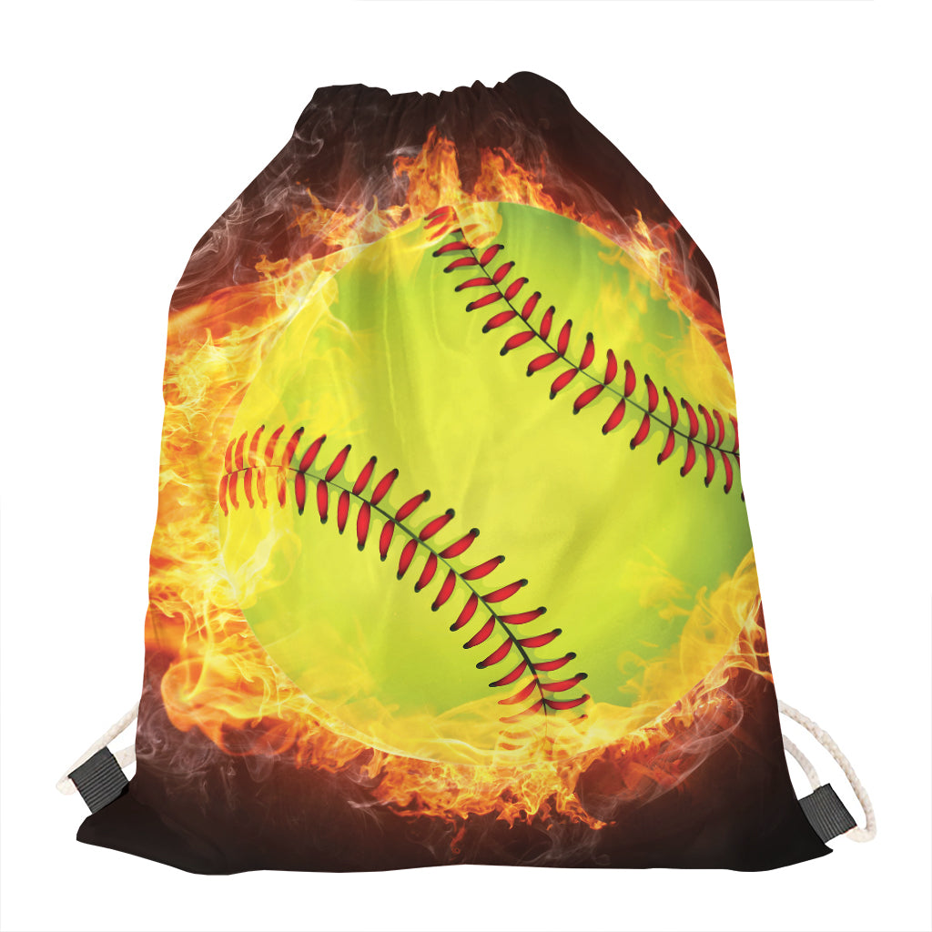 Fireball Softball Print Drawstring Bag