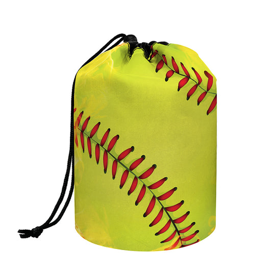 Fireball Softball Print Drawstring Makeup Bag