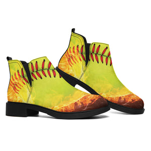 Fireball Softball Print Flat Ankle Boots