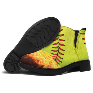 Fireball Softball Print Flat Ankle Boots