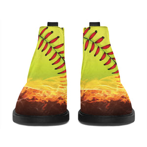 Fireball Softball Print Flat Ankle Boots