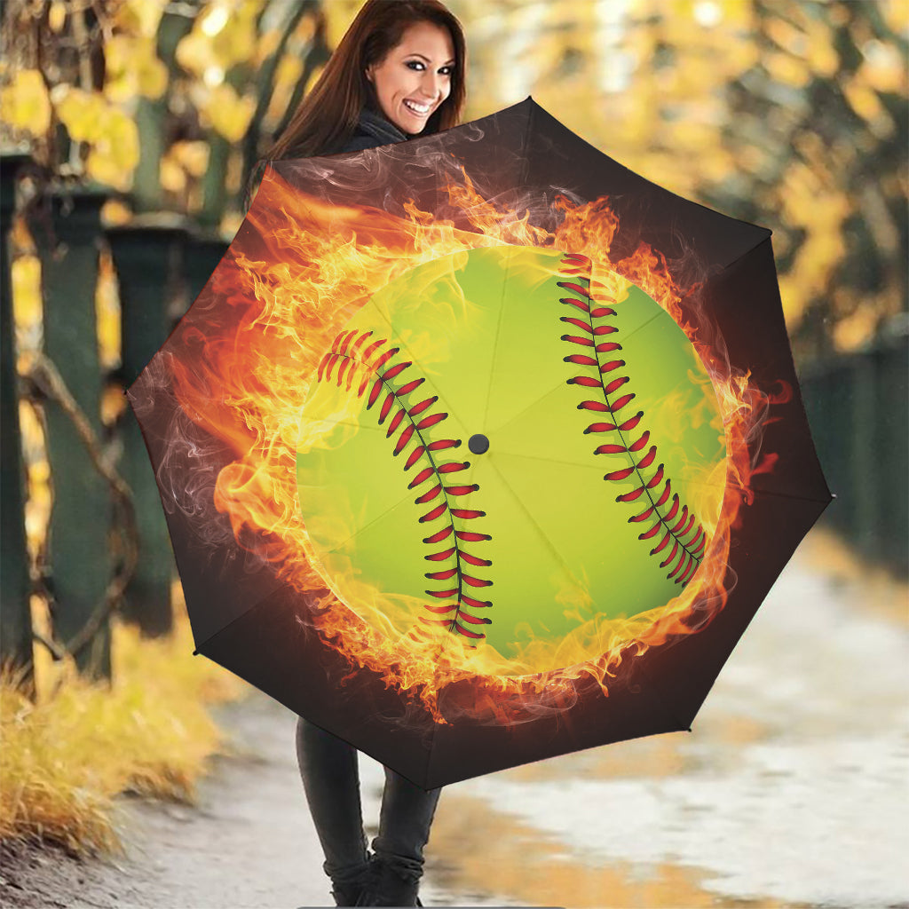 Fireball Softball Print Foldable Umbrella