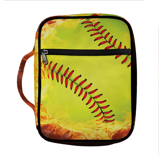 Fireball Softball Print Front Pocket Bible Bag