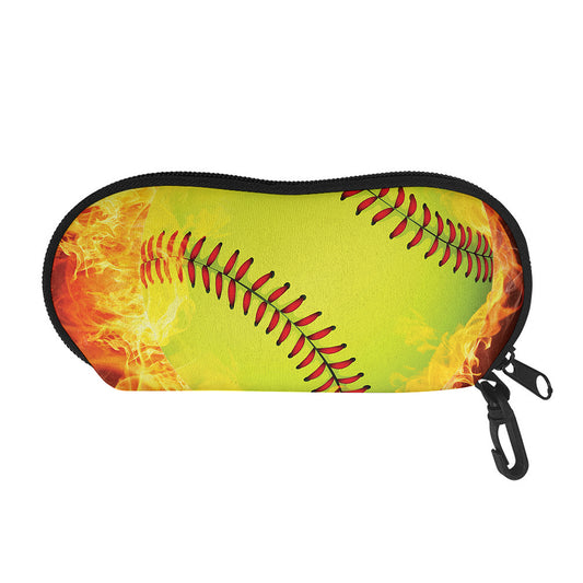 Fireball Softball Print Glasses Case