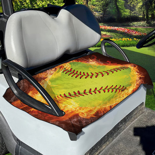 Fireball Softball Print Golf Cart Seat Cover