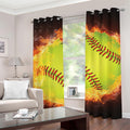 Fireball Softball Print Grommet Curtains