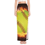 Fireball Softball Print High Slit Maxi Skirt