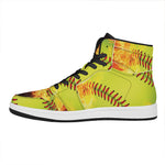 Fireball Softball Print High Top Leather Sneakers