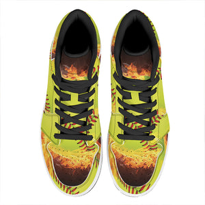 Fireball Softball Print High Top Leather Sneakers