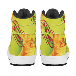 Fireball Softball Print High Top Leather Sneakers