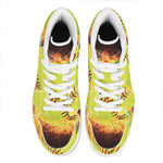 Fireball Softball Print High Top Leather Sneakers