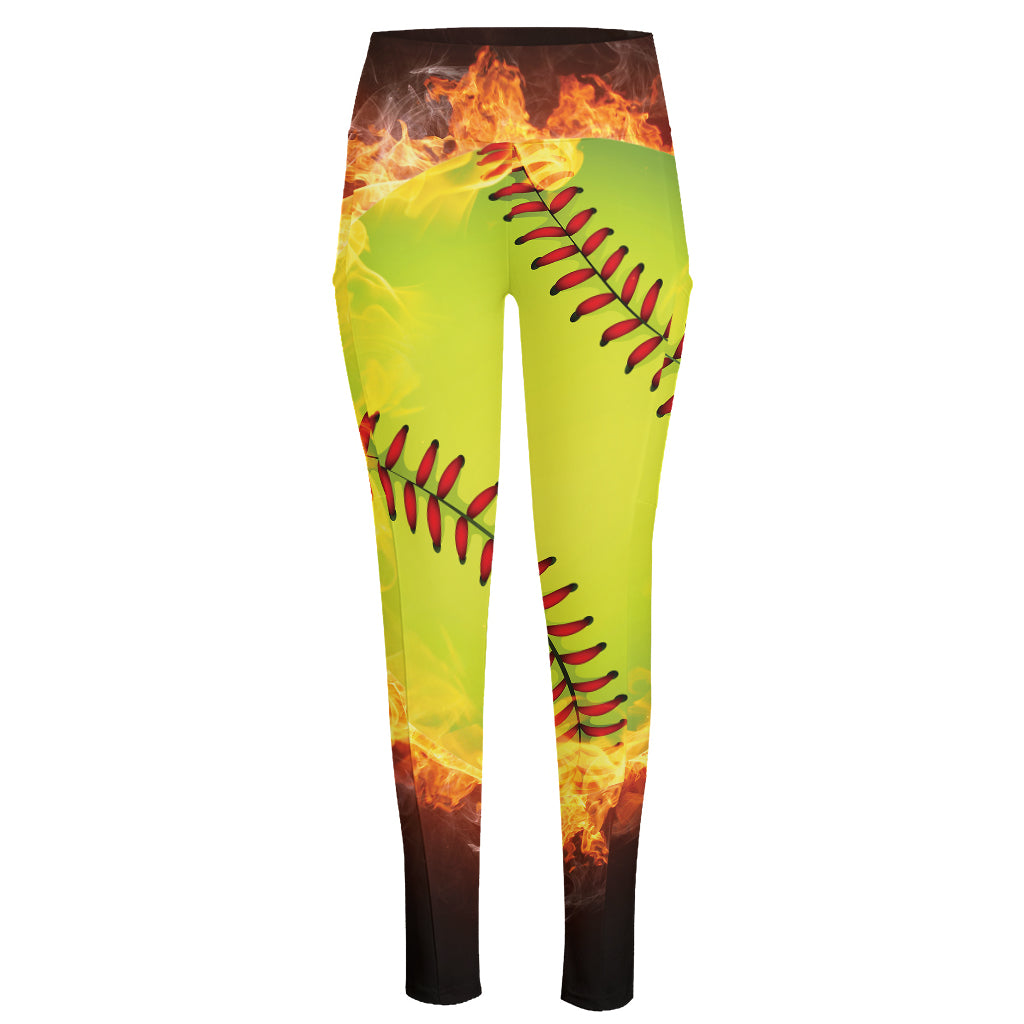 Fireball Softball Print High-Waisted Pocket Leggings