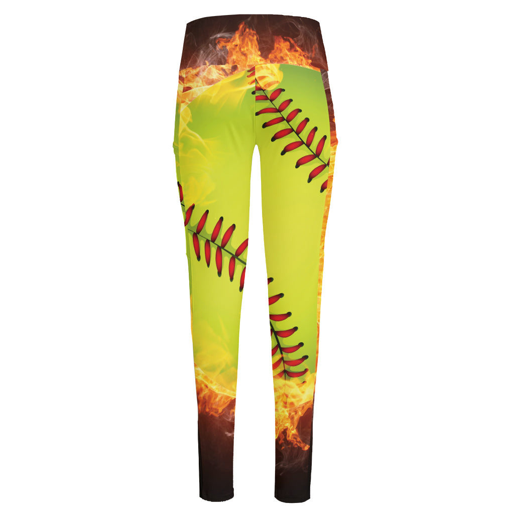 Fireball Softball Print High-Waisted Pocket Leggings