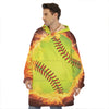 Fireball Softball Print Hoodie Blanket