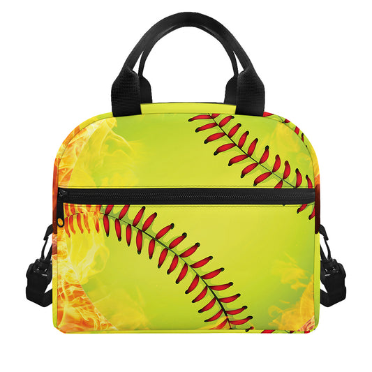 Fireball Softball Print Insulated Lunch Bag