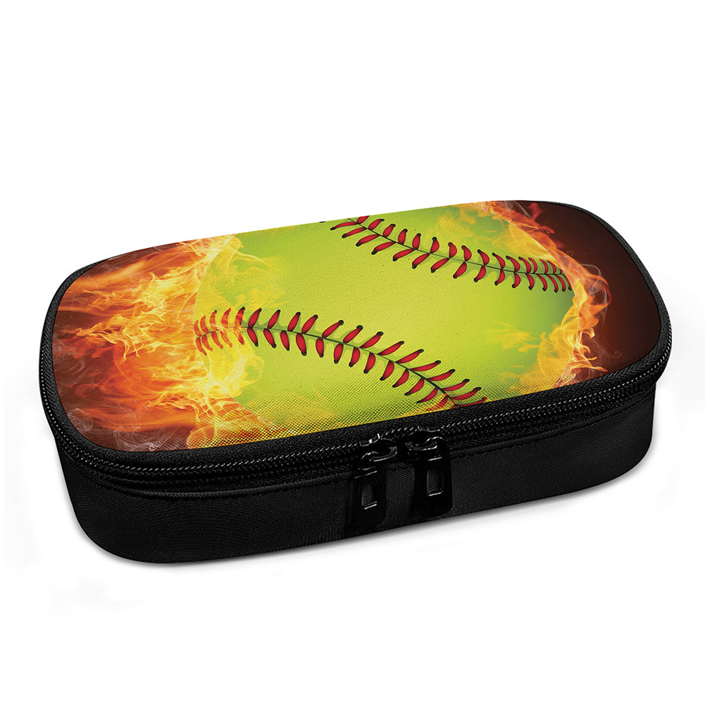 Fireball Softball Print Insulin Cooler Travel Case