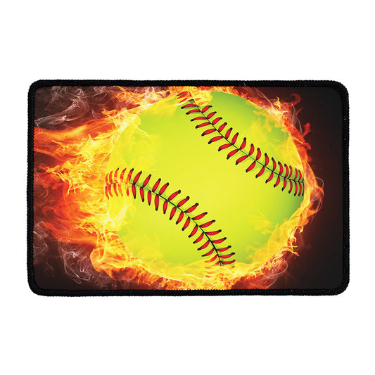 Fireball Softball Print Kitchen Mat
