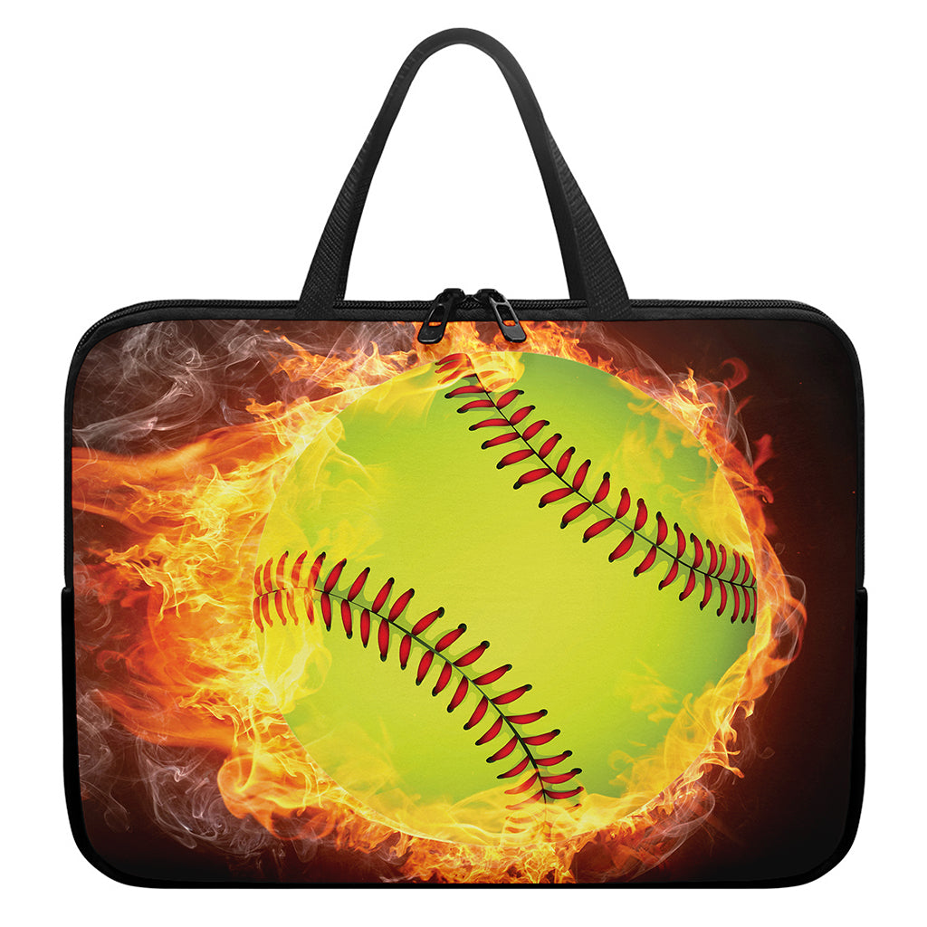 Fireball Softball Print Laptop Sleeve With Handle