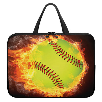 Fireball Softball Print Laptop Sleeve With Handle