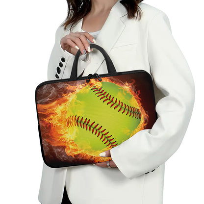 Fireball Softball Print Laptop Sleeve With Handle