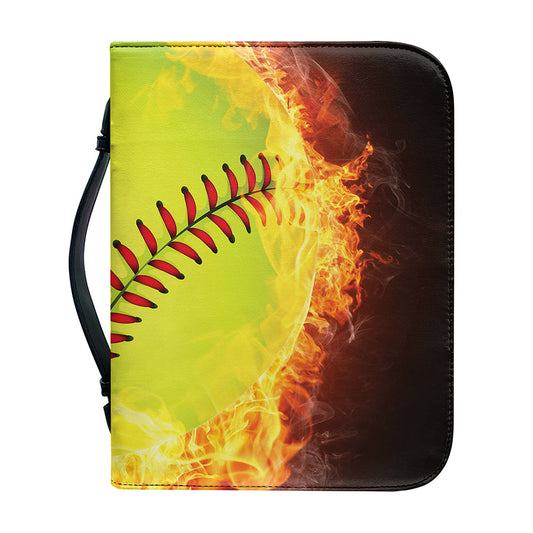 Fireball Softball Print Leather Bible Cover