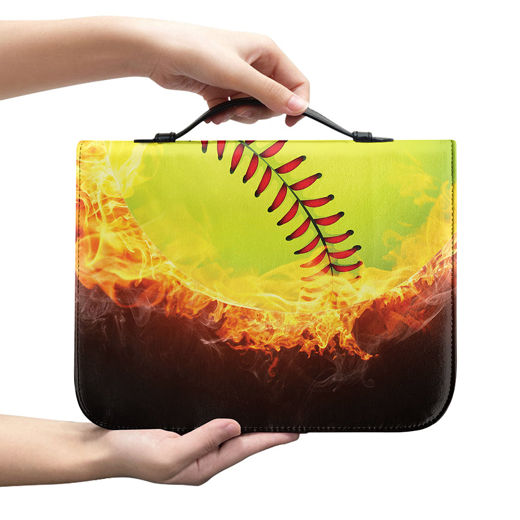 Fireball Softball Print Leather Bible Cover