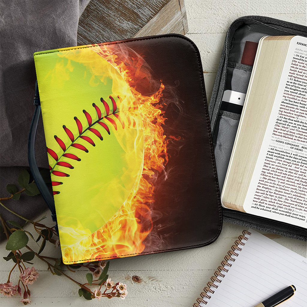 Fireball Softball Print Leather Bible Cover