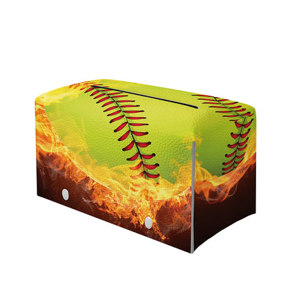 Fireball Softball Print Leather Tissue Box Cover