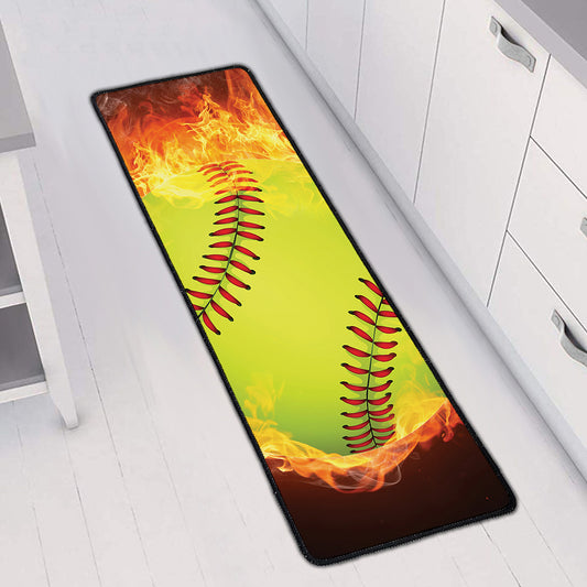 Fireball Softball Print Long Kitchen Mat