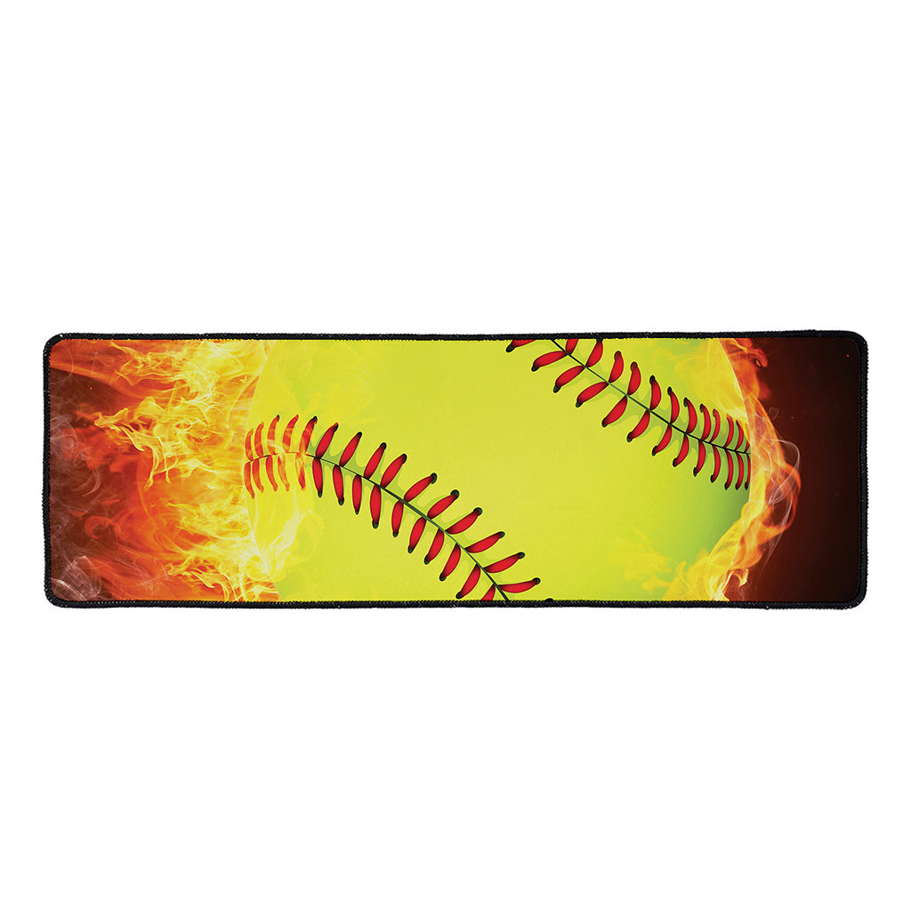 Fireball Softball Print Long Kitchen Mat