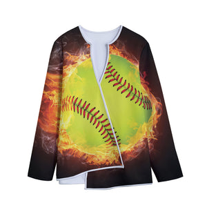 Fireball Softball Print Long Sleeve Short Coat