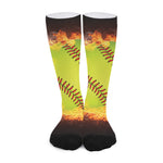 Fireball Softball Print Long Socks