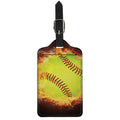 Fireball Softball Print Luggage Tag