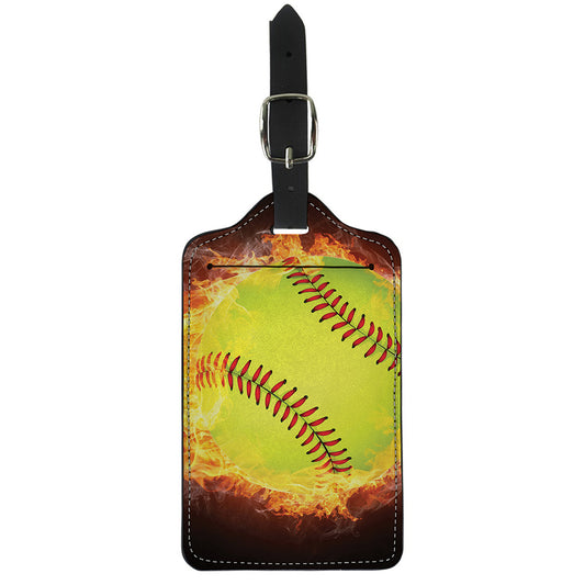 Fireball Softball Print Luggage Tag