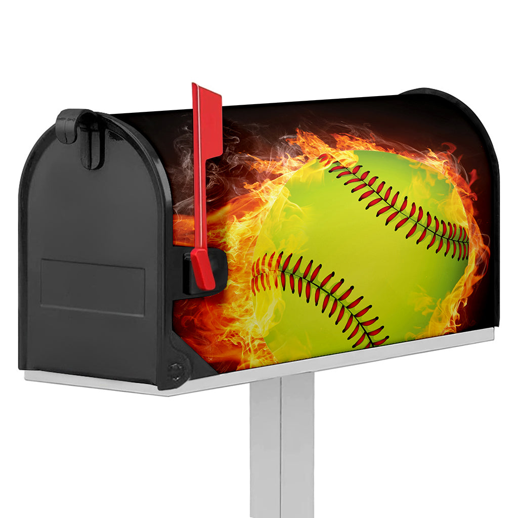 Fireball Softball Print Mailbox Cover