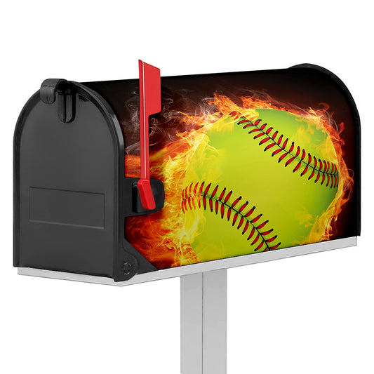 Fireball Softball Print Mailbox Cover