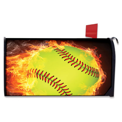 Fireball Softball Print Mailbox Cover