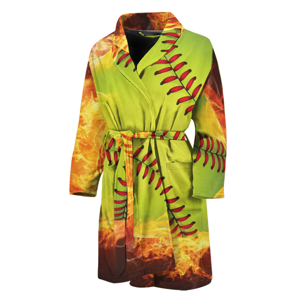 Fireball Softball Print Men's Bathrobe