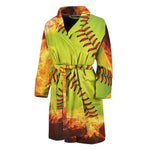 Fireball Softball Print Men's Bathrobe