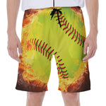 Fireball Softball Print Men's Beach Shorts