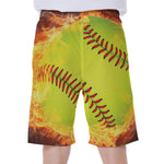 Fireball Softball Print Men's Beach Shorts