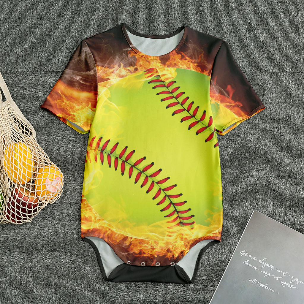 Fireball Softball Print Men's Bodysuit