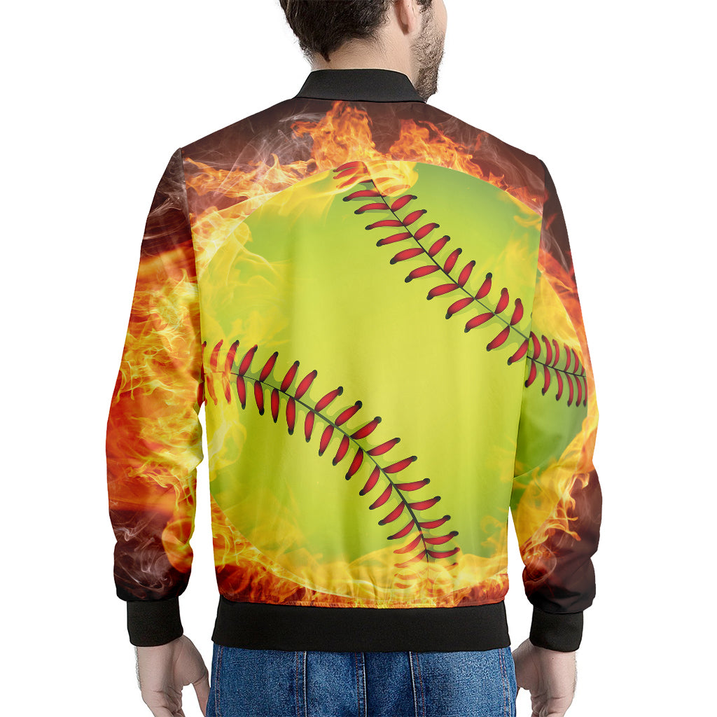 Fireball Softball Print Men's Bomber Jacket